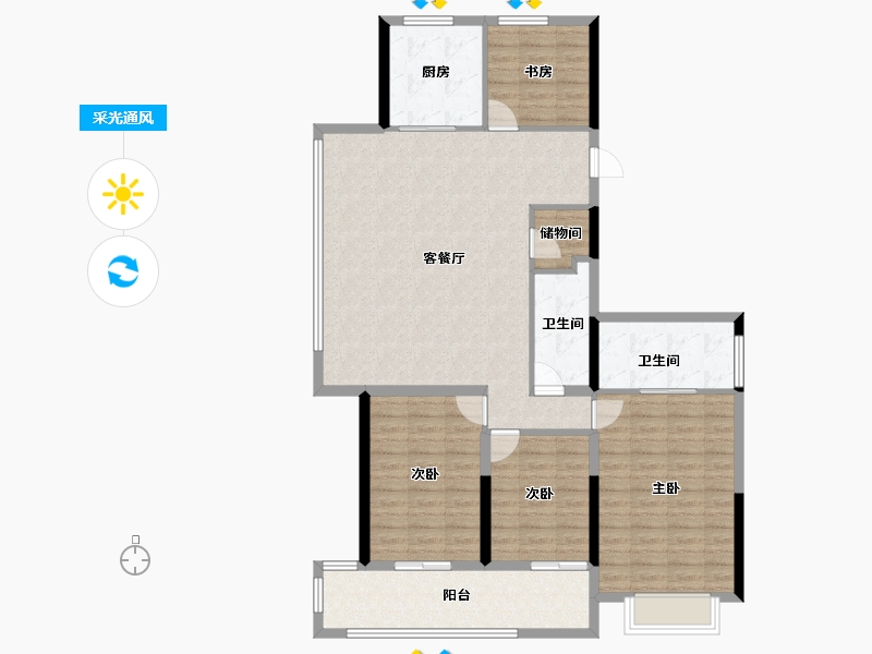 浙江省-杭州市-滨运锦上湾-121.94-户型库-采光通风