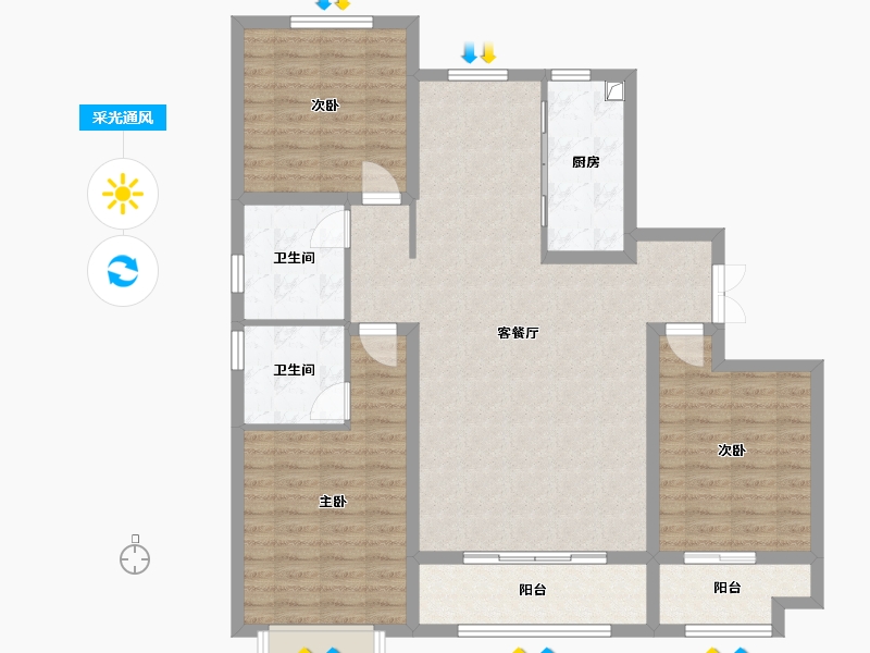 河北省-邯郸市-飞宇时代名都-113.60-户型库-采光通风