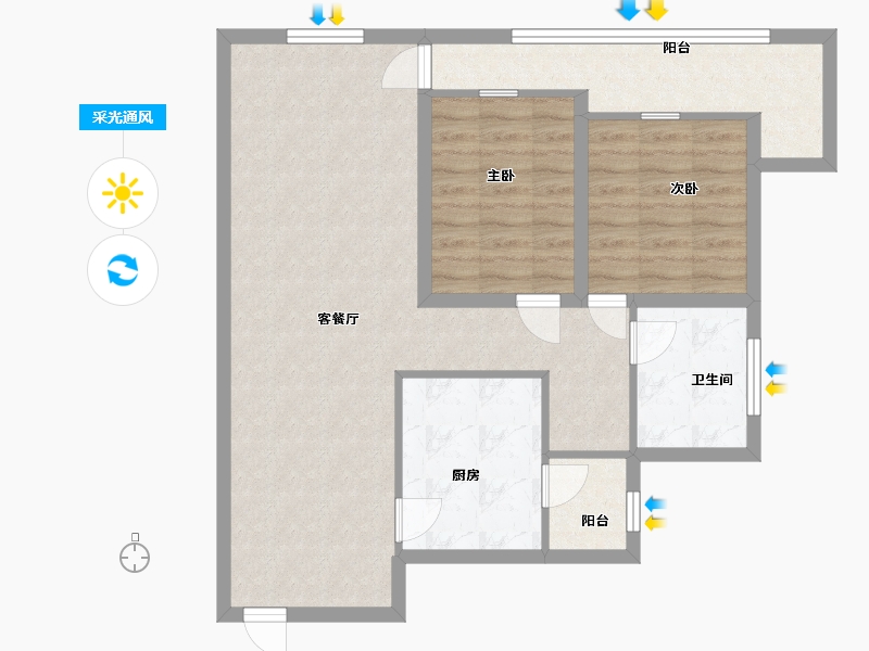 黑龙江省-鹤岗市-半山海景兰溪谷(二期)-84.09-户型库-采光通风