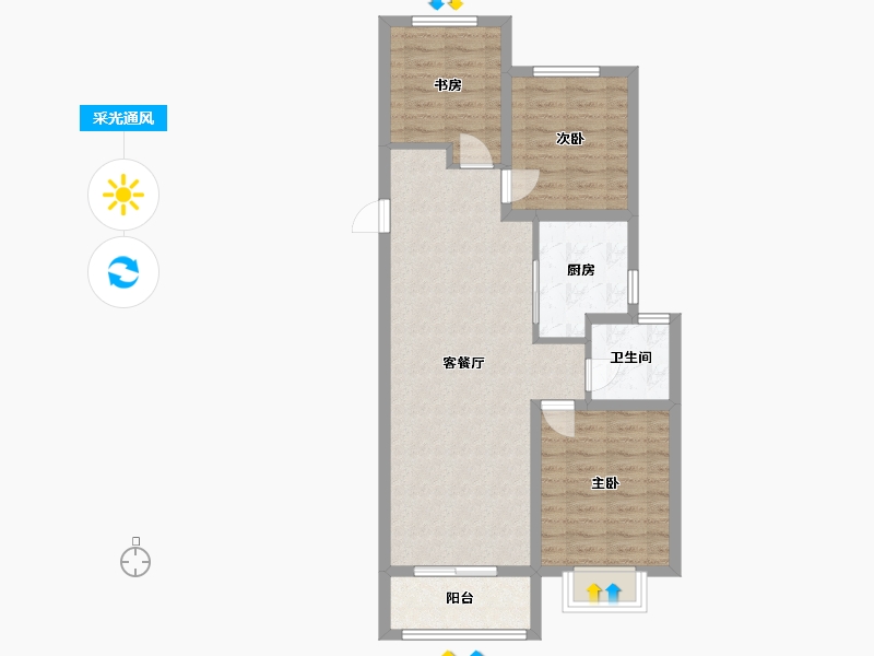 山西省-吕梁市-崇文学府-84.80-户型库-采光通风