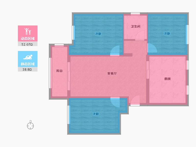 河北省-廊坊市-孔雀城榕园-86.00-户型库-动静分区