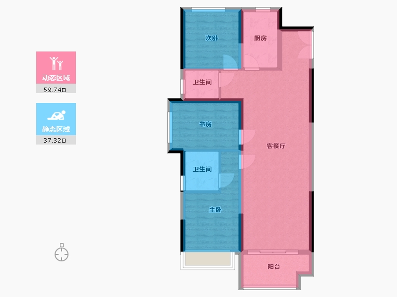 陕西省-西安市-中铁琉森水岸-94.40-户型库-动静分区