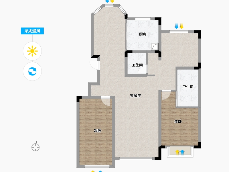 山东省-泰安市-紫郡山水逸景-116.41-户型库-采光通风