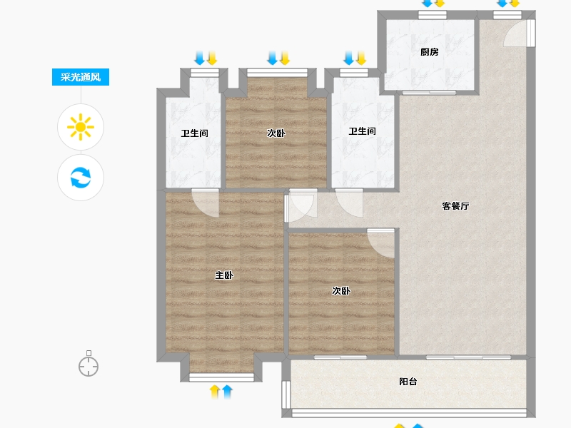 湖北省-武汉市-四新中央生活区-93.60-户型库-采光通风