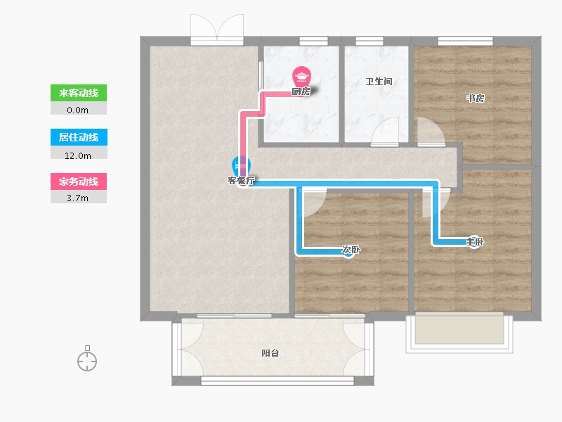 江苏省-苏州市-临澜墅-73.07-户型库-动静线