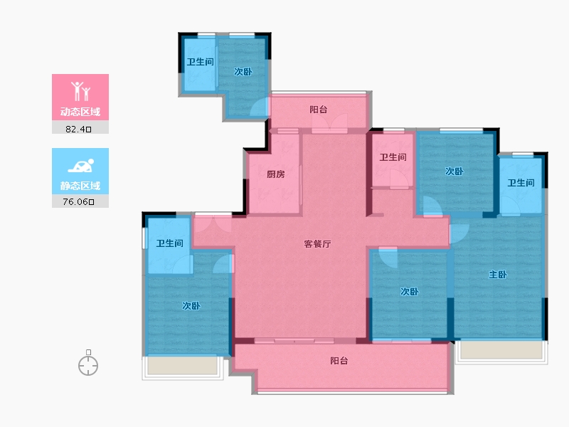 河南省-郑州市-润泓·东榕府-141.87-户型库-动静分区