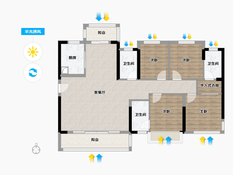 福建省-泉州市-官桥建发和玺-125.00-户型库-采光通风