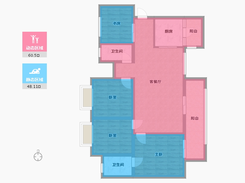 重庆-重庆市-绿地涪陵城际空间站-100.00-户型库-动静分区