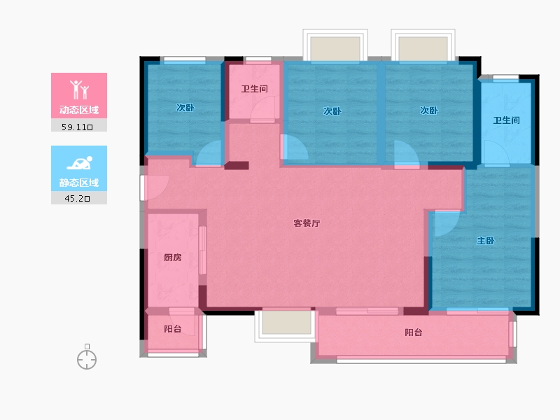 四川省-泸州市-世茂璀璨里程-98.12-户型库-动静分区