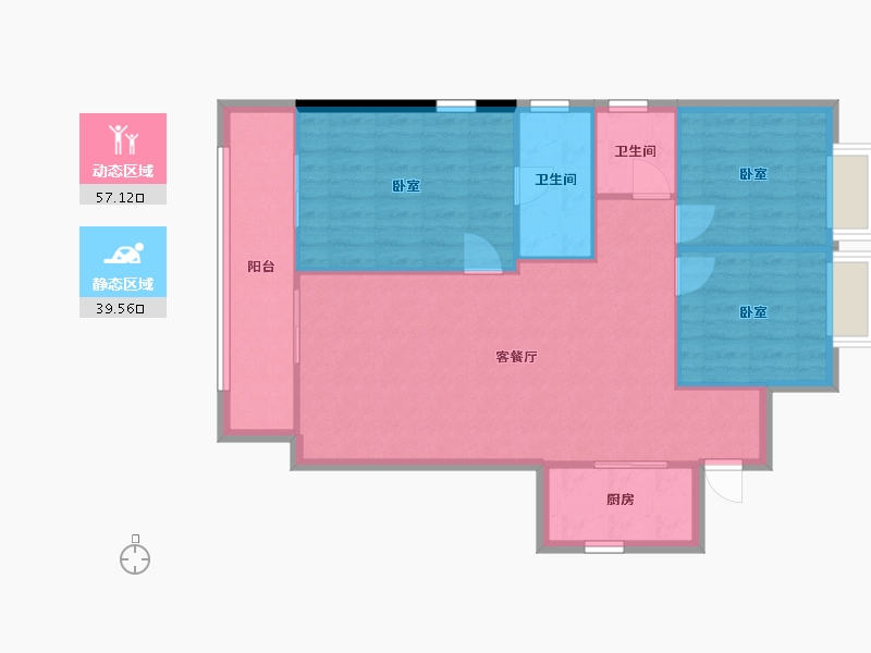 湖北省-武汉市-中国电建地产·汉口公馆-88.67-户型库-动静分区