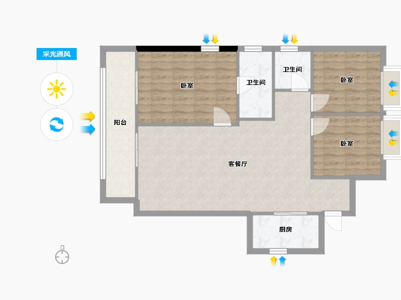 湖北省-武汉市-中国电建地产·汉口公馆-88.67-户型库-采光通风