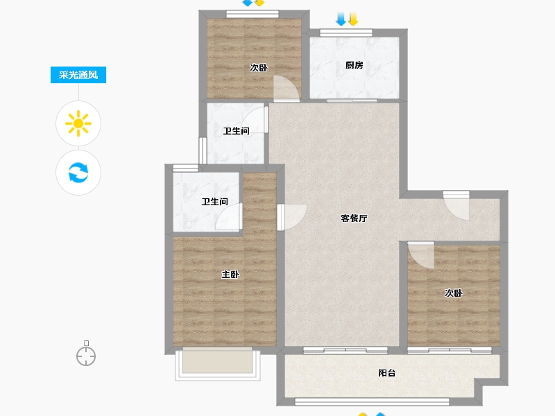 山东省-济南市-中粮祥云-90.00-户型库-采光通风