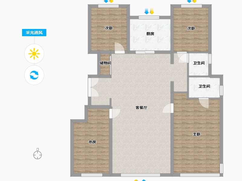 内蒙古自治区-呼和浩特市-华润置地紫云府-二期-120.00-户型库-采光通风