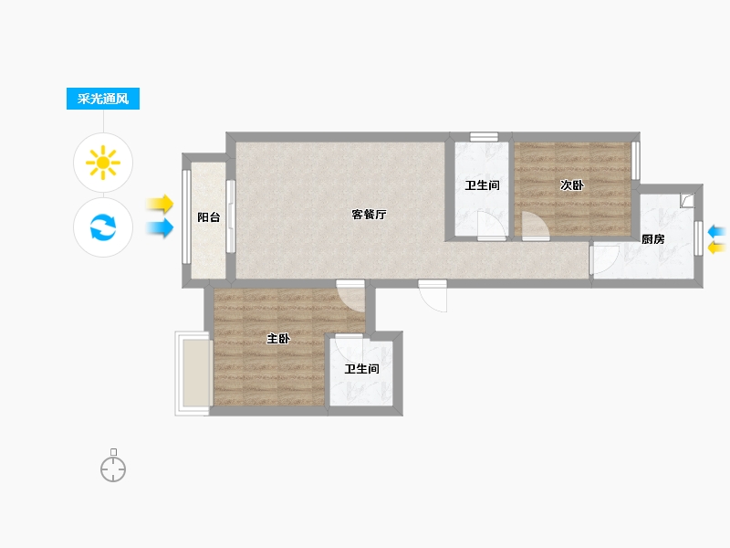 北京-北京市-砖厂新家园-65.00-户型库-采光通风