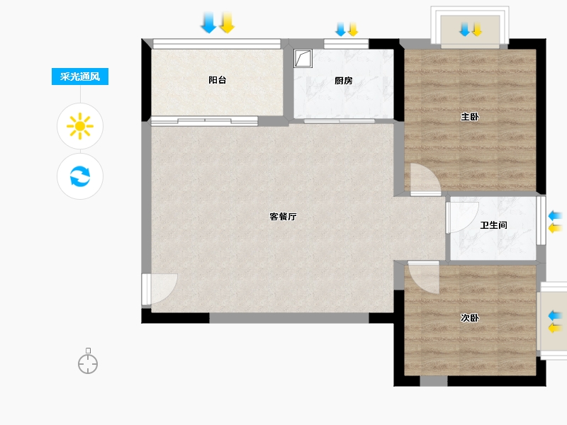 湖北省-宜昌市-坤孟金园-88.00-户型库-采光通风