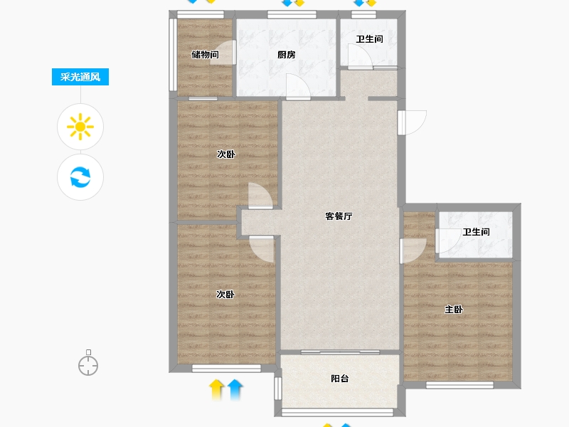 山东省-济宁市-京杭佳苑-F区-98.00-户型库-采光通风