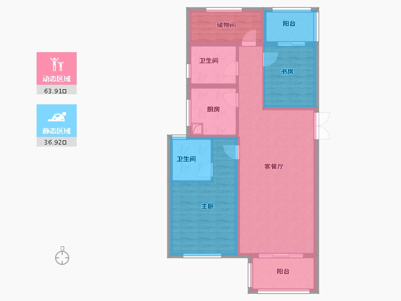 海南省-海口市-七澜湾-89.60-户型库-动静分区