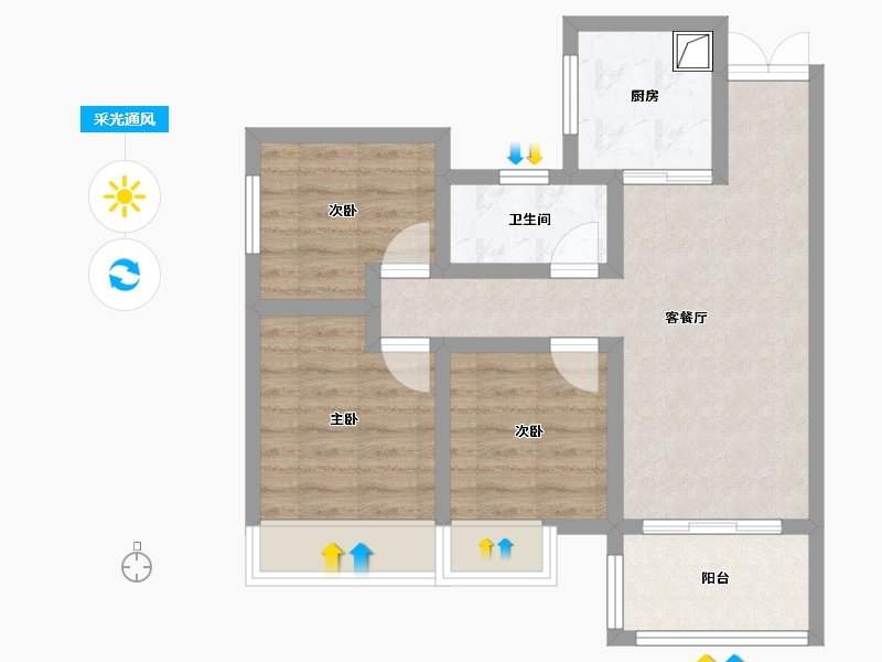 河南省-郑州市-泰宏建业国际城-72.00-户型库-采光通风