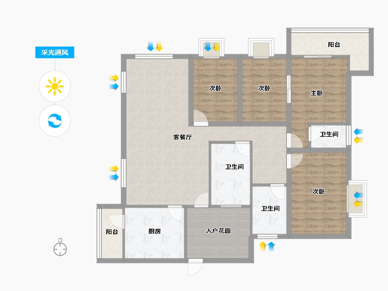 黑龙江省-鹤岗市-半山海景兰溪谷(二期)-121.00-户型库-采光通风