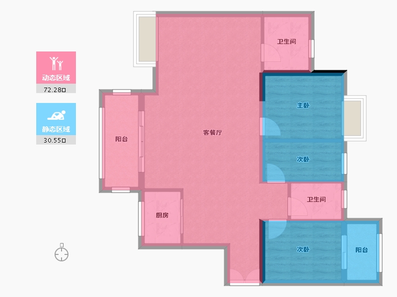 福建省-漳州市-中骏蓝湾香郡-96.00-户型库-动静分区