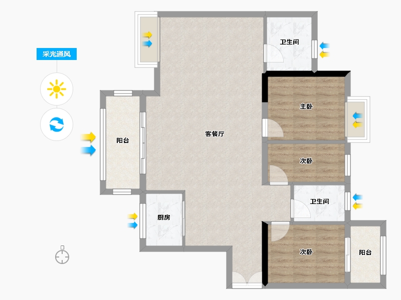 福建省-漳州市-中骏蓝湾香郡-96.00-户型库-采光通风