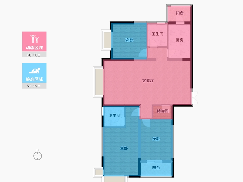 山西省-太原市-中环名邸小区-107.71-户型库-动静分区