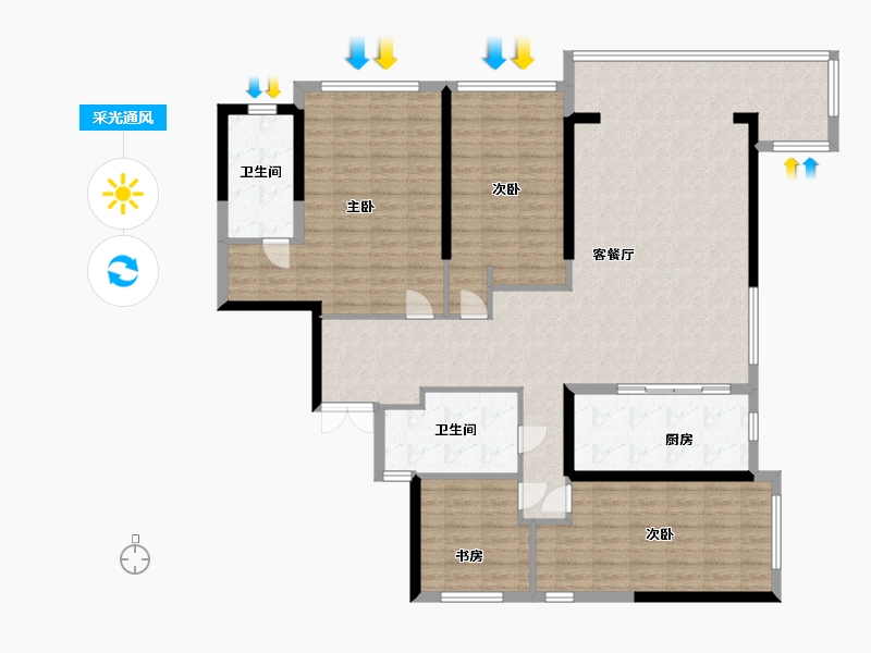 河南省-郑州市-昆仑望岳西苑-144.00-户型库-采光通风