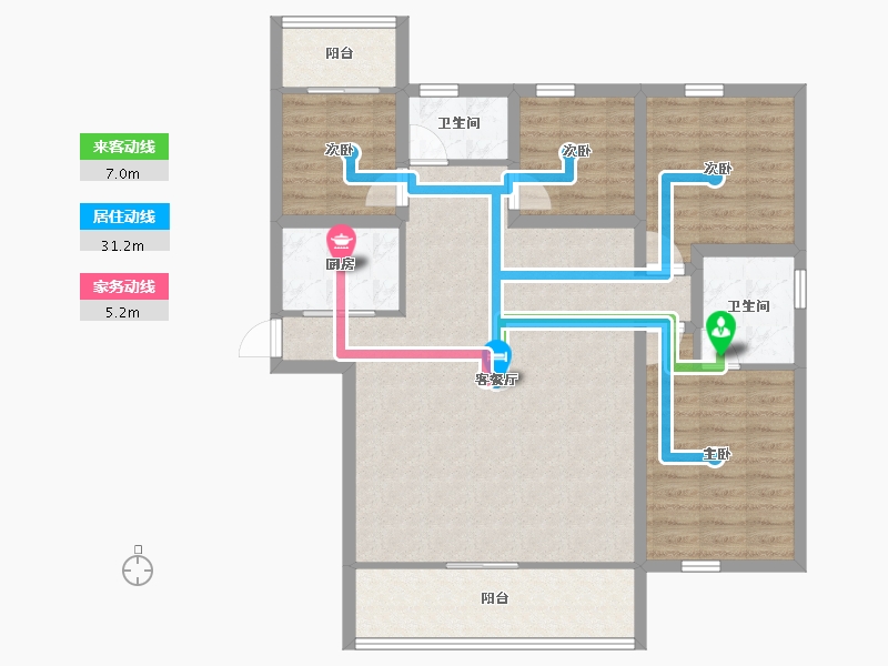 黑龙江省-鹤岗市-蓝漪花园-101.14-户型库-动静线