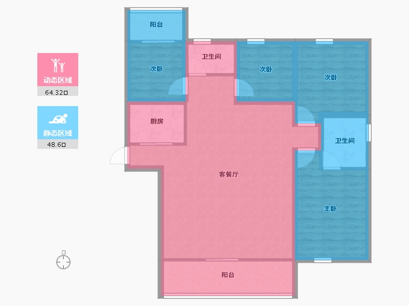 黑龙江省-鹤岗市-蓝漪花园-101.14-户型库-动静分区