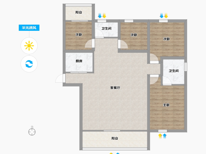 黑龙江省-鹤岗市-蓝漪花园-101.14-户型库-采光通风