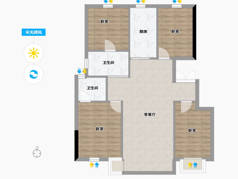 四川省-成都市-锦绣天宸-86.99-户型库-采光通风