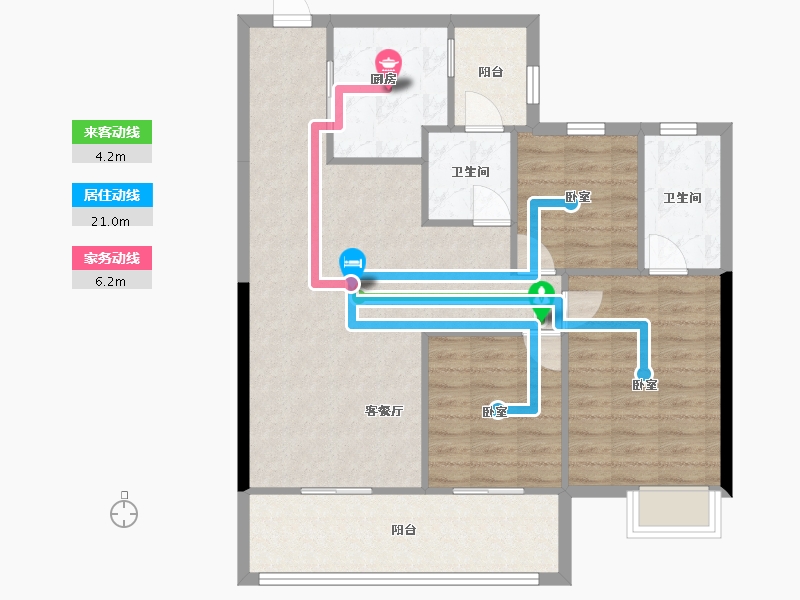 云南省-昆明市-万科城-90.77-户型库-动静线