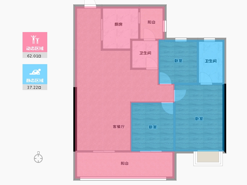 云南省-昆明市-万科城-90.77-户型库-动静分区