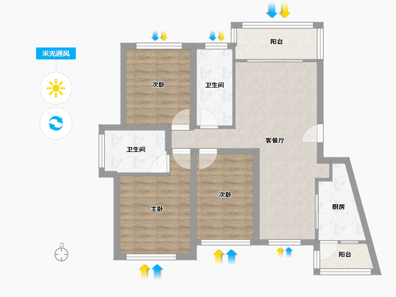 广东省-深圳市-佳华领域广场一期-77.60-户型库-采光通风