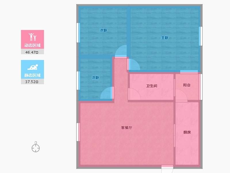 黑龙江省-鹤岗市-观峰阁-75.28-户型库-动静分区