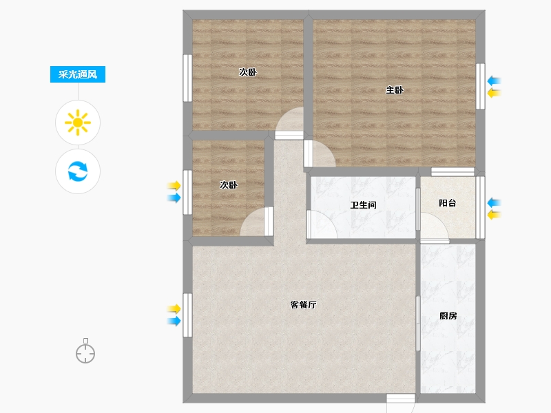 黑龙江省-鹤岗市-观峰阁-75.28-户型库-采光通风