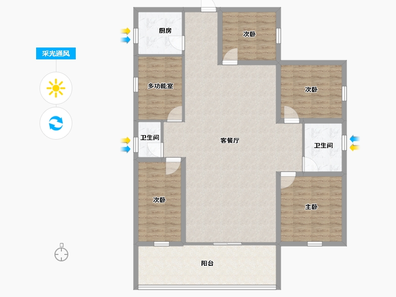 黑龙江省-鹤岗市-绿海湾-130.64-户型库-采光通风