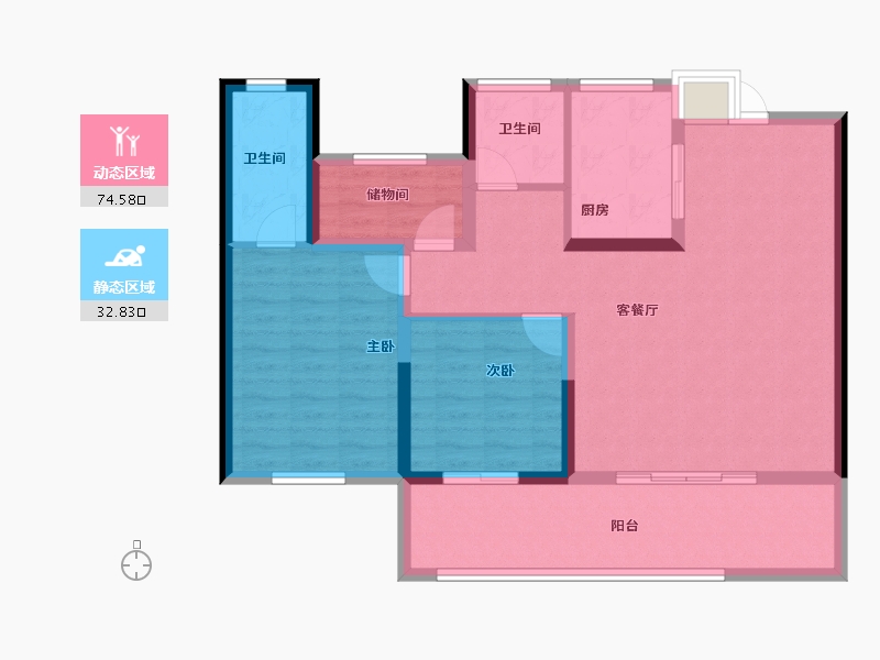 安徽省-淮北市-国金·铂悦御品-96.45-户型库-动静分区