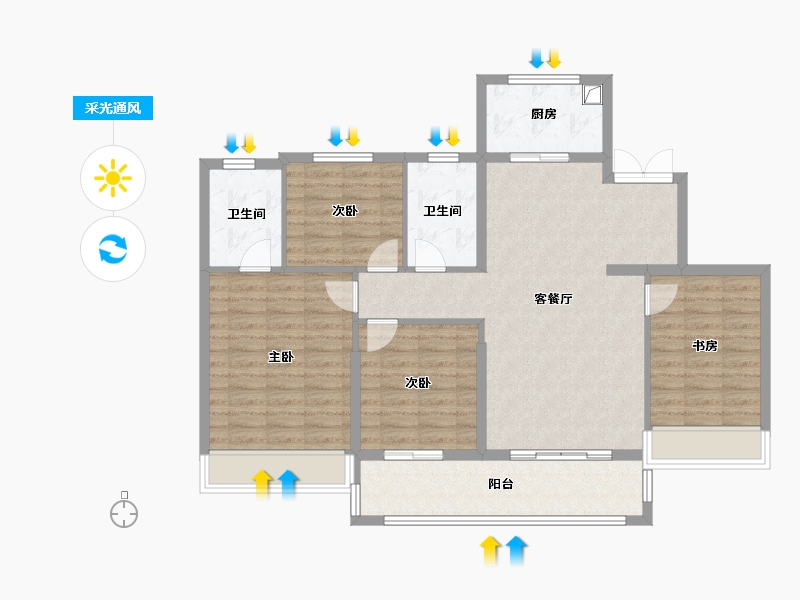 浙江省-温州市-吴桥锦苑-120.00-户型库-采光通风