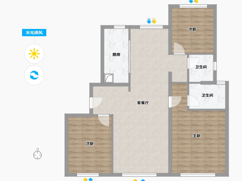 安徽省-宣城市-郎溪碧桂园江山赋-120.00-户型库-采光通风