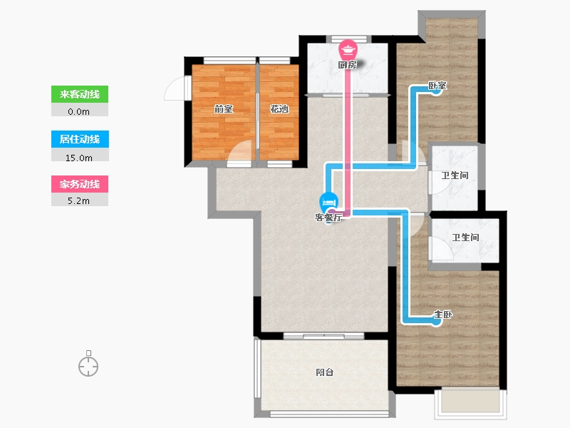 海南省-海口市-卓越·盈滨悦府-90.18-户型库-动静线