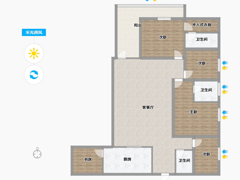 黑龙江省-鹤岗市-半山海景兰溪谷(二期)-160.97-户型库-采光通风