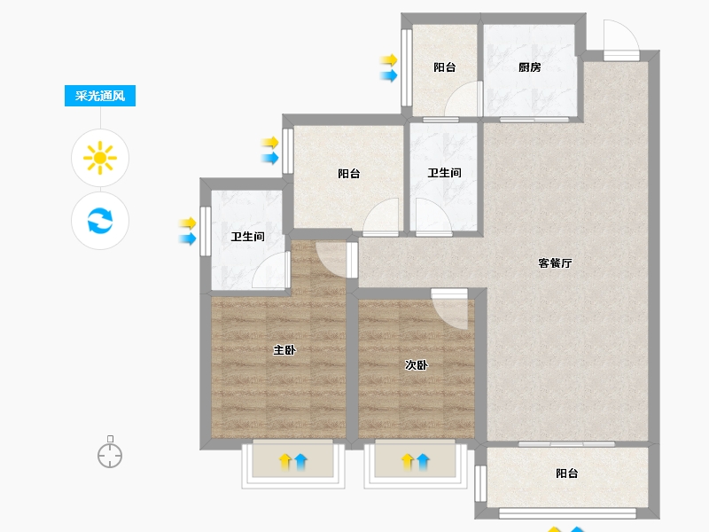 广东省-深圳市-金苹果-73.86-户型库-采光通风