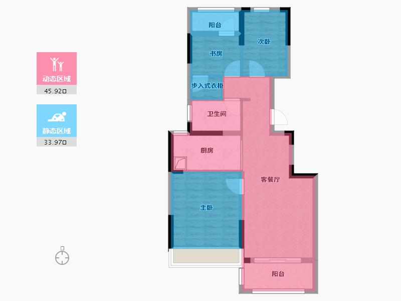 浙江省-湖州市-海伦堡玖悦云溪-70.40-户型库-动静分区