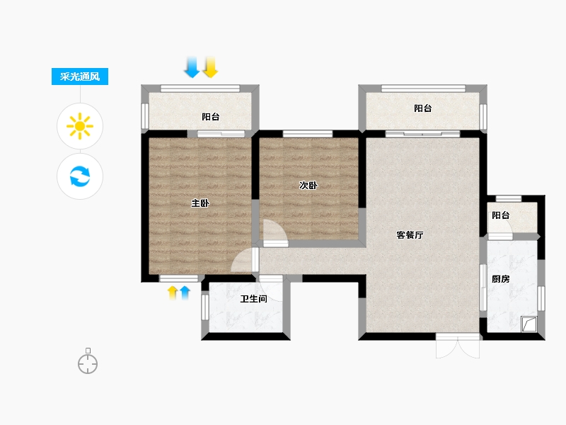 陕西省-咸阳市-纺南城-82.40-户型库-采光通风