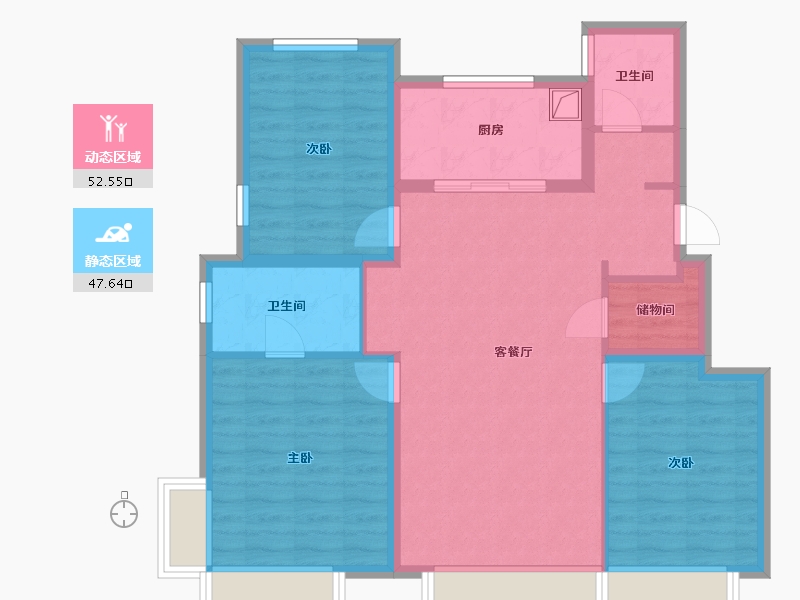 河北省-石家庄市-保利裕华和颂-89.79-户型库-动静分区