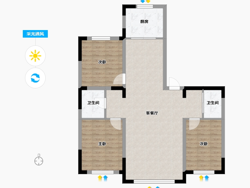 吉林省-长春市-新龙·新安九里-86.62-户型库-采光通风