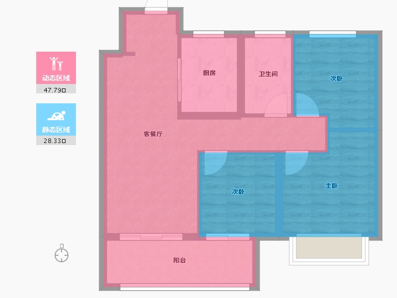 江苏省-南京市-华侨城翡翠天域-68.07-户型库-动静分区