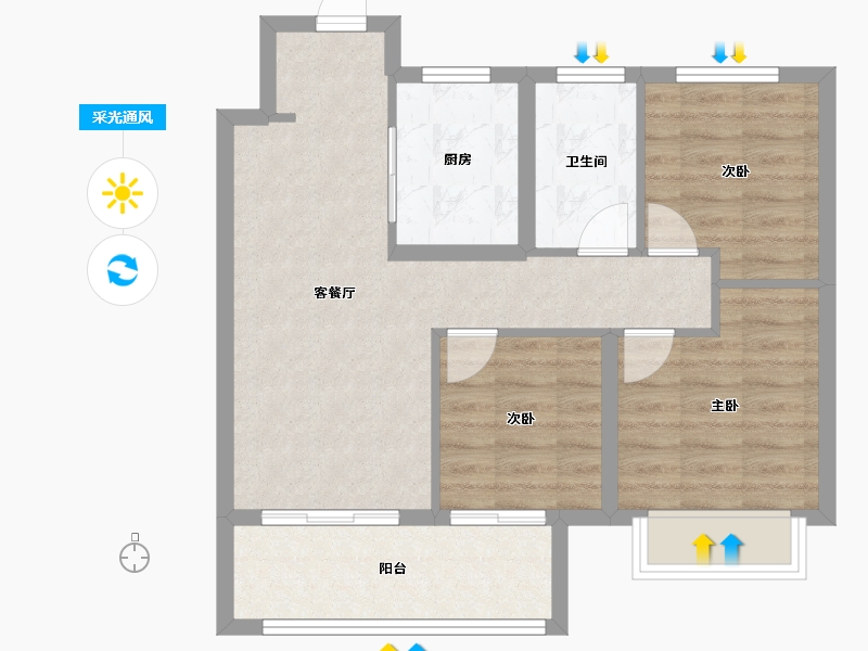 江苏省-南京市-华侨城翡翠天域-68.07-户型库-采光通风