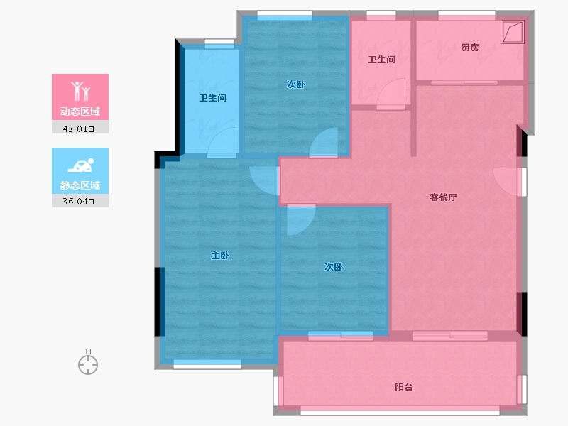 福建省-福州市-恒荣蓝泽悦滨江-71.20-户型库-动静分区